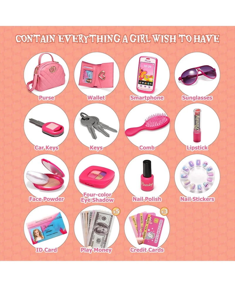 Gnuadz 33-piece Pretend Makeup Kit Purse Princess Gifts for Girls