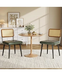 gaomon Rattan Dining Chairs Set of 2, Upholstered Dining Room Chairs with Rattan Backrest, Armless Side Chairs for Kitchen Living Room, Restaurant
