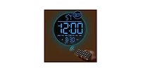 Jall 10 Inch Large Digital Wall Clock (Blue) with Rgb Colors Seconds Countdown Alarm Auto Dst Temperature Night Light Plug Aaa Backup
