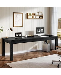 Tribesigns Solid Wood Extra Long Desk 2-Person Desk, 78.7 Inches Double Computer Table, Farmhouse Work Writing Study Workstation
