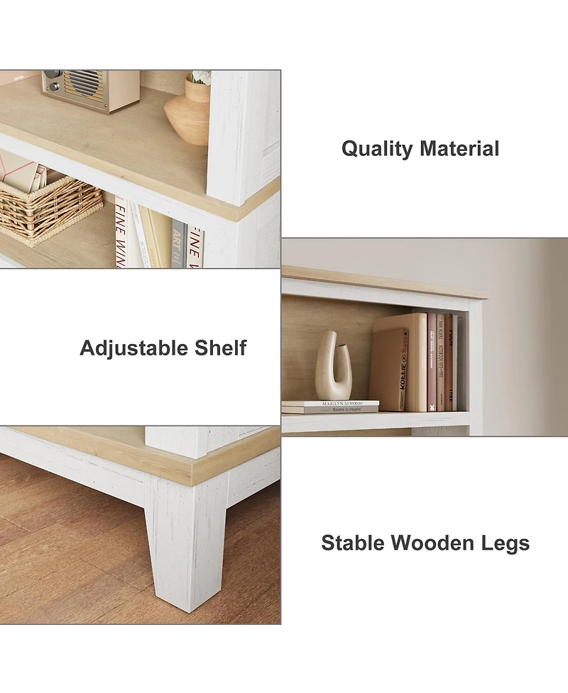 gaomon Modern Farmhouse 5-Tier Wooden Bookcase – 71" Tall Bookshelf with Adjustable Shelves, Sturdy Wood Frame and Legs, Large Sturdy Display Shelf