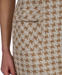 Tommy Hilfiger Women's Cap Sleeve Pixelated Houndstooth Pocket Sheath Dress