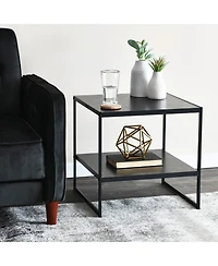 Household Essentials Jamestown Square End Table with Storage Shelf
