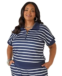 Ashley Stewart Women's Athletic Knit Striped Pullover