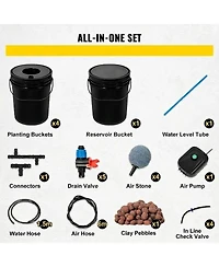 Sugift Dwc Hydroponic System, 5 Gallon 5 Buckets, Deep Water Culture Kit
