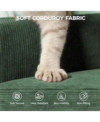homfan 86" Corduroy Comfy Sofa, 3-Seater with 2 Throw Pillows, Cloud Couch Deep Seats, Removable Back Cushions, Modern Sofa for Living Room.