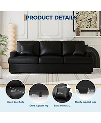 homfan 86" Corduroy Comfy Sofa, 3-Seater with 2 Throw Pillows, Cloud Couch Deep Seats, Removable Back Cushions, Modern Sofa for Living Room.