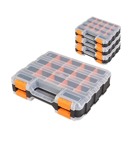 Xdovet Tool Box Transparent Lid Double Side Organizer Removable Dividers Hardware
