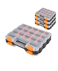 Xdovet Tool Box Transparent Lid Double Side Organizer Removable Dividers Hardware