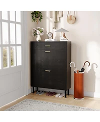 Homfan Space-Saving Shoe Storage 3 Drawers, Adjustable 3-Tier Shelves for Entryway, Hallway, Porch – Fits Slippers, Sneakers, Heels, Boots
