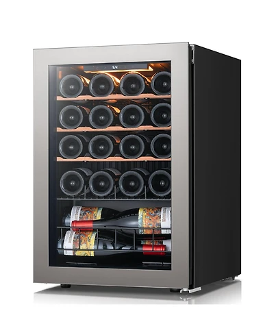 Ca'Lefort - Wine Fridge 20 Bottle Mini Wine Cooler Refrigerator 3 color Led Freestanding Wine Cellar with Glass Door