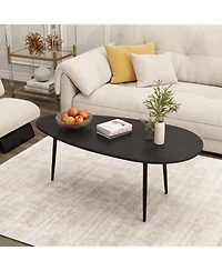 Slickblue Oval Mid Century Coffee Table with Metal Frame for Living Room Center