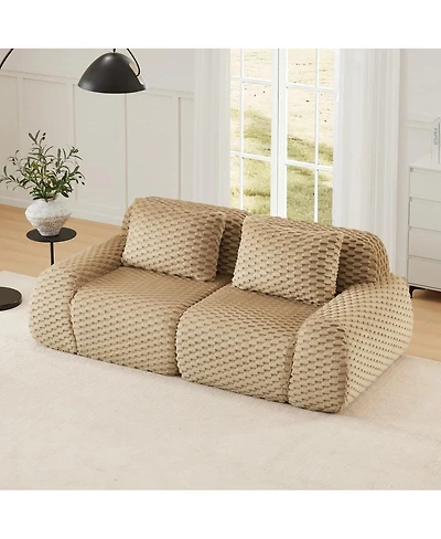 Maison Boucle 82'' Modern Flannelette Modular Loveseat Sofa, Deep Seat, 2 Seater