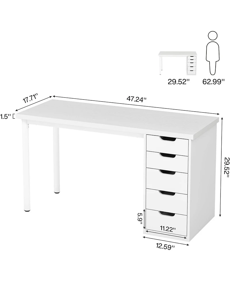 Tribesigns Computer Desk with 5 Drawers, Home Office Desk with Storage