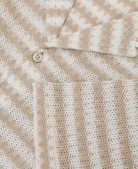 Reiss Men's Island Stripe Crochet Cuban Shirt