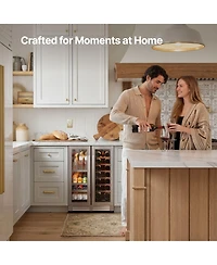 Ca'Lefort 24-inch Wine and Beverage Refrigerator, 60 Can and 20 Bottle , Dual Zone French Doors, Stainless Steel, for Home Kitchen