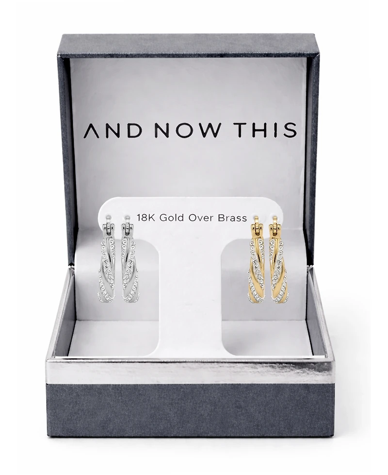 And Now This Crystal Swirl Hinged Hoop Duo Earrings