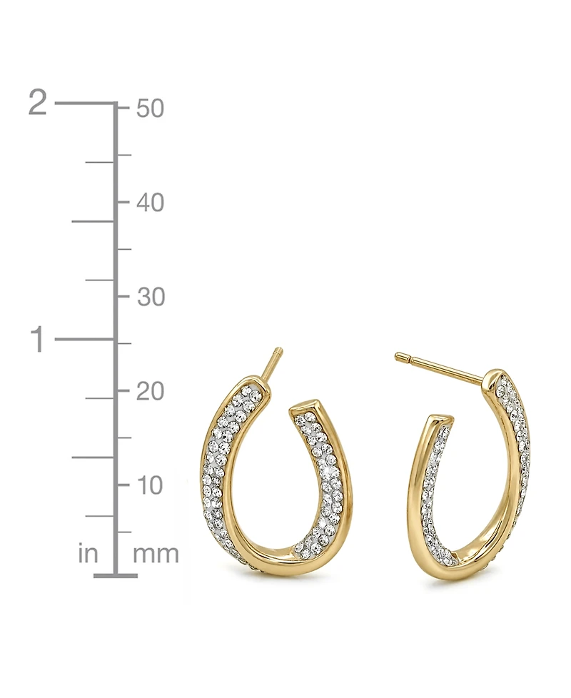 Crystal Curved Post Earring, Gold Plate and Silver