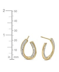 Crystal Curved Post Earring, Gold Plate and Silver