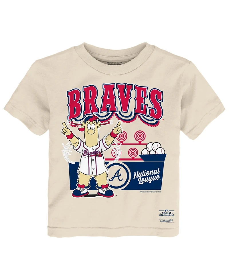 Mitchell & Ness Toddler Cream Atlanta Braves Step Back Up T-Shirt