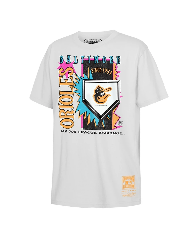 Mitchell & Ness Big Boys and Girls White Baltimore Orioles Cooperstown Neon Field Shock T-Shirt