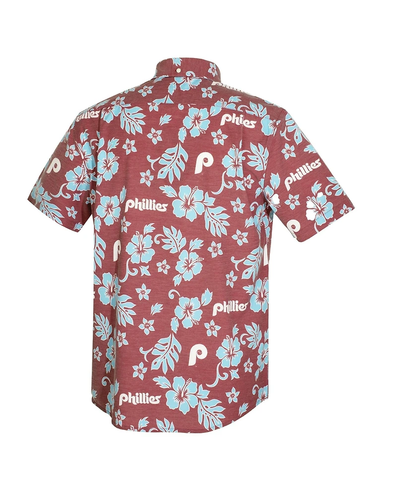 Reyn Spooner Men's Maroon Philadelphia Phillies Cooperstown Kekai Performance Button-Down Tri-Blend Shirt