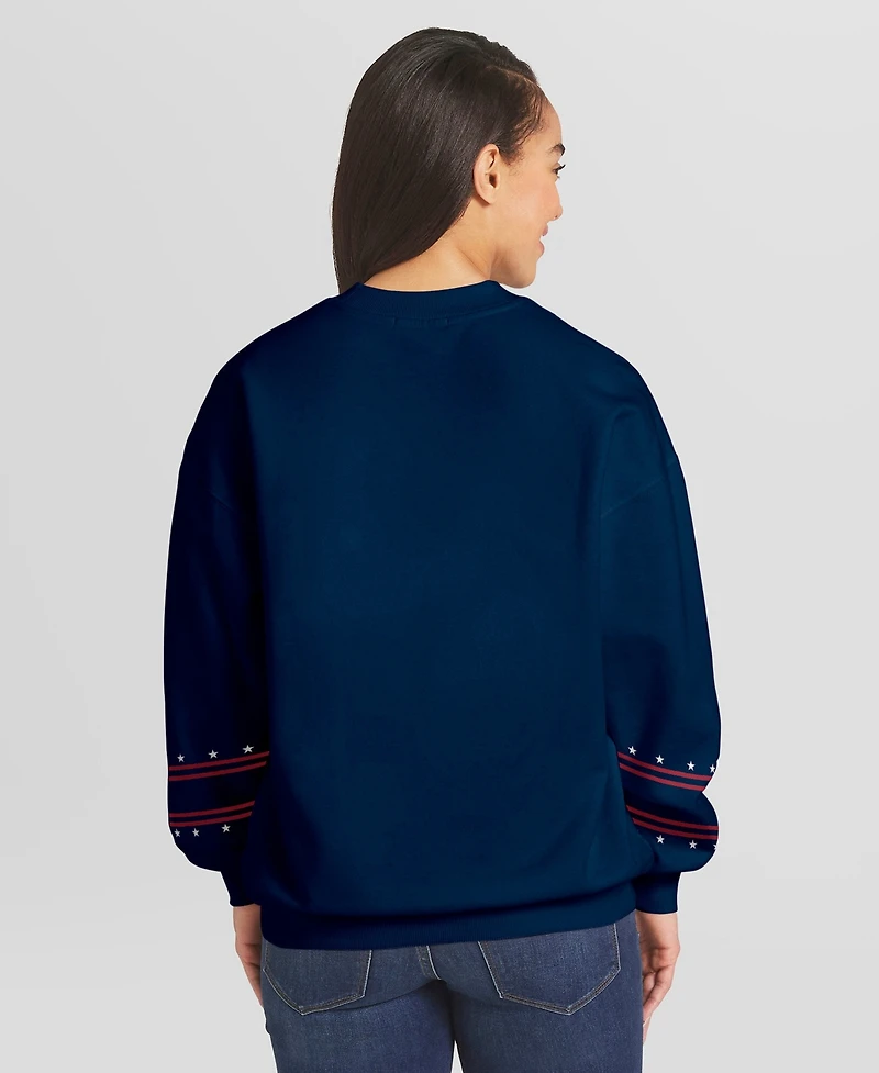 Wear by Erin Andrews Women's Navy Chicago Cubs Americana Heavyweight Fleece Sweatshirt