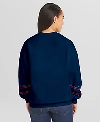 Wear by Erin Andrews Women's Navy Chicago Cubs Americana Heavyweight Fleece Sweatshirt