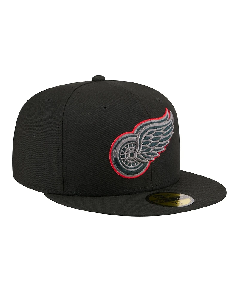 New Era Men's Black Detroit Red Wings Color Pop 59FIFTY Fitted Hat