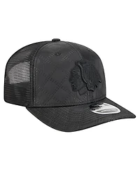 New Era Men's Black Chicago Blackhawks Quilted 9SEVENTY Adjustable Trucker Hat