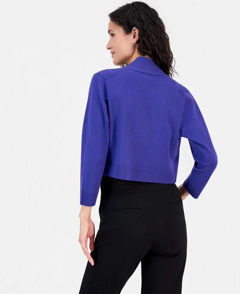 Kasper Women's Collarless Cropped Long-Sleeve Cardigan