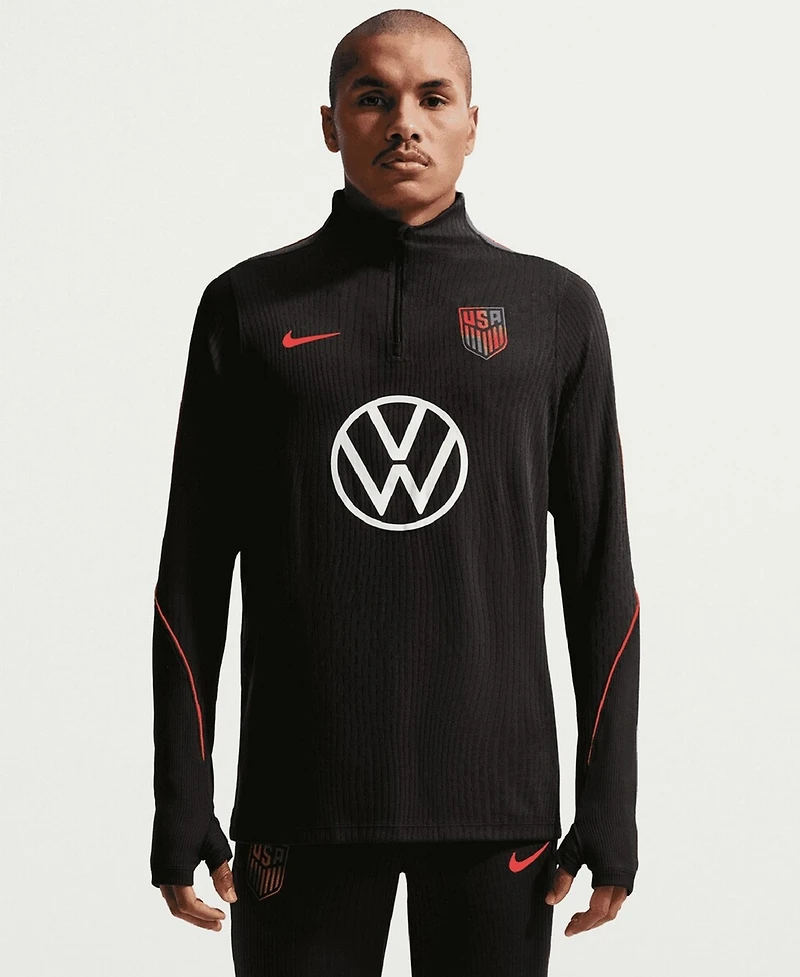 Nike Men's Black Usmnt 2026 Strike Elite Dri-fit Adv Long Sleeve Quarter-Zip Drill Sweatshirt