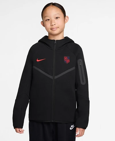 Nike Big Boys and Girls Black Usmnt Tech Fleece Full-Zip Hoodie