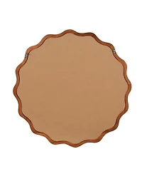Laoties 24" Round Wavy Wood Frame Accent Mirror for Entryway and Bathroom