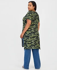 Full Circle Trends Trendy Plus Printed V-Neck Tunic