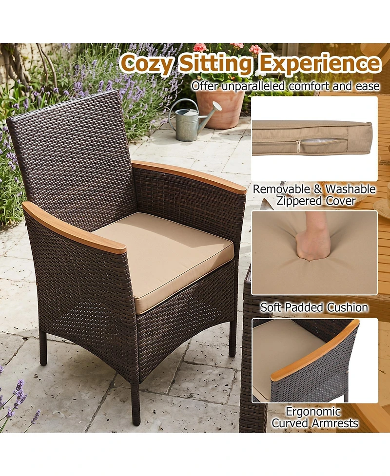Gymax 7-Piece Patio Dining Set Outdoor Conversation Set w/ Hand-Woven Pe Wicker Mixed