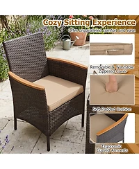 Gymax 7-Piece Patio Dining Set Outdoor Conversation Set w/ Hand-Woven Pe Wicker Mixed
