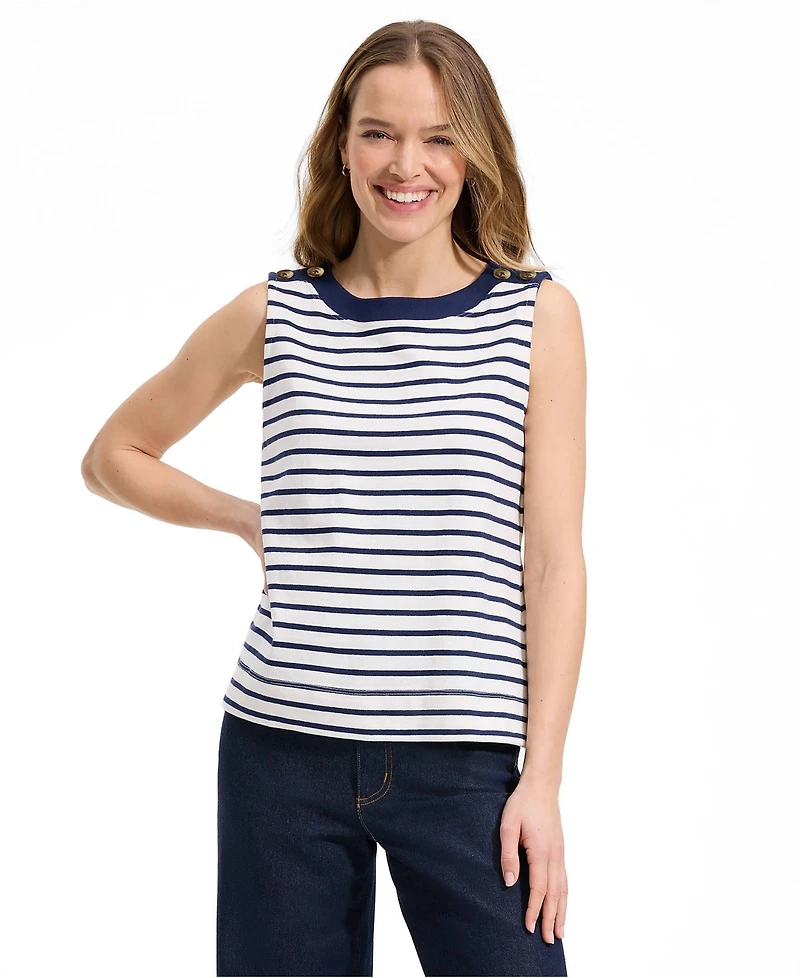 Lands' End Women's Mariner Button Shoulder Tank