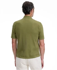 Lands' End Men's Short Sleeve Striped Button Through Sweater Polo