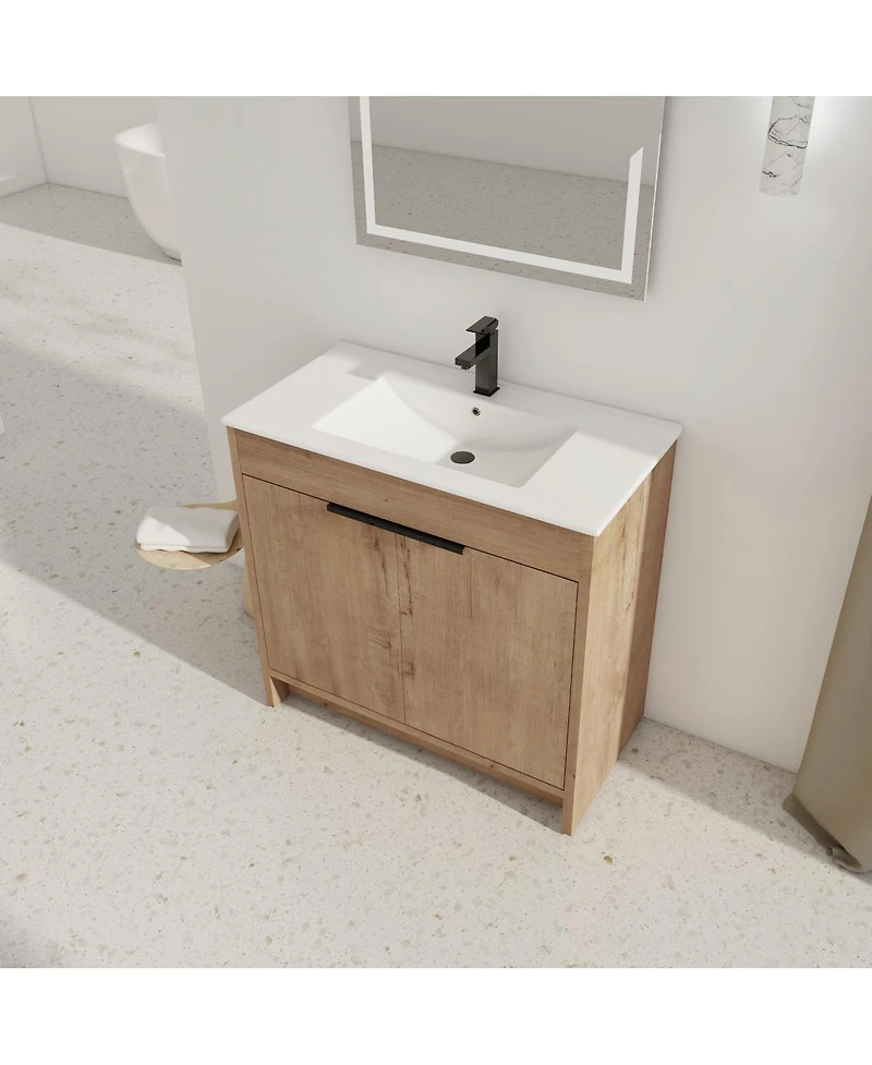 Sillysis Inch Freestanding Bathroom Vanity with Ceramic Sink
