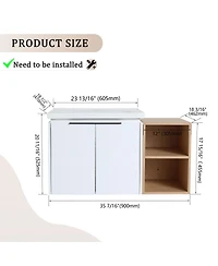Sillysis Inch Wall Mounted Bathroom Vanity with Ceramic Sink, Storage Shelves, Soft Close Doors