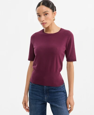 I.n.c. International Concepts Women's Elbow-Sleeve Crewneck Sweater, Macy's Exclusive