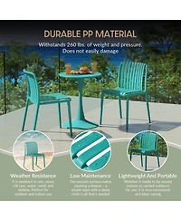 WestinTrends 5-Piece Outdoor Metal Dining Table Set And Stackable Resin Patio Chairs