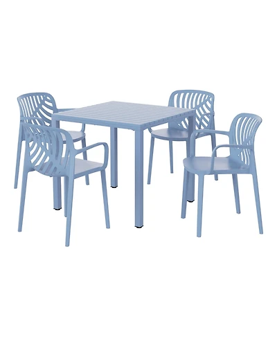 5-Piece Outdoor Square Dining Table Patio Set with Stackable Chairs