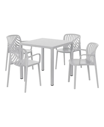 5-Piece Outdoor Square Dining Table Patio Set with Stackable Chairs