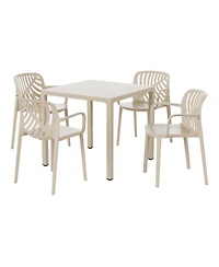 5-Piece Outdoor Square Dining Table Patio Set with Stackable Chairs