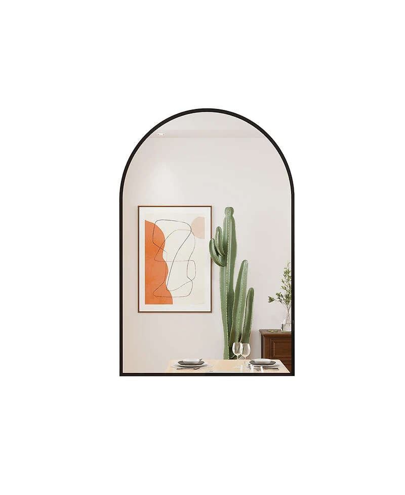 Laoties 36" x 24" Arched Wall Mirror, Arch-Shaped Bathroom Vanity Mirror with Aluminum Alloy Frame