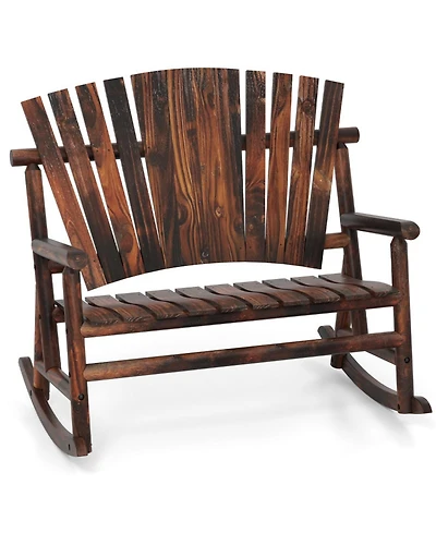 Gouun Outdoor Adirondack Rocking Chair with High Back and Slatted Seat, 660 lb Capacity