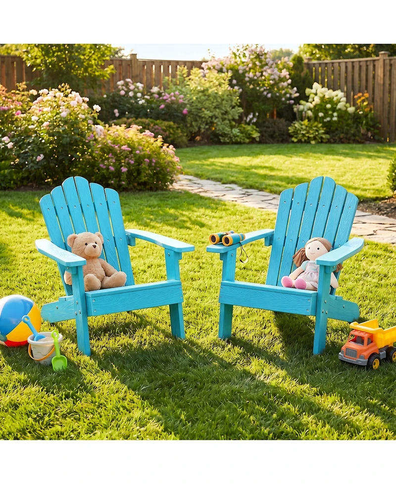 Gymax Adirondack Outdoor Chair for Kids with Tilted High Backrest