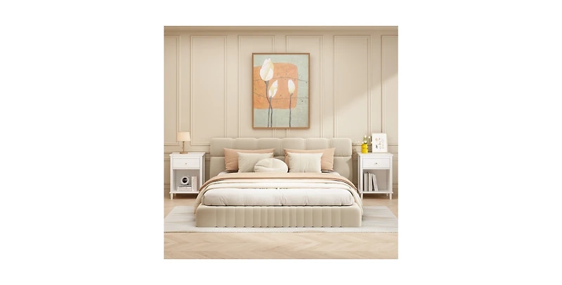 Lucky One 26.8"W Wooden Nightstand with Drawer and Shelf